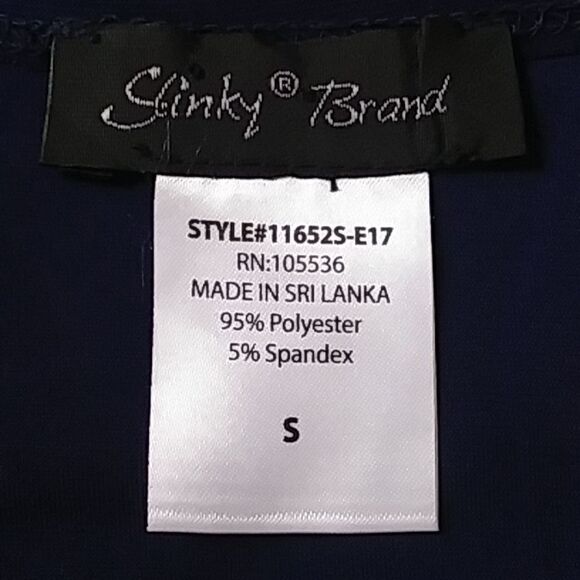 Slinky Brand Navy Blue Long Top or Micro Mini Dress Flared Bell Sleeves … - Picture 9 of 10